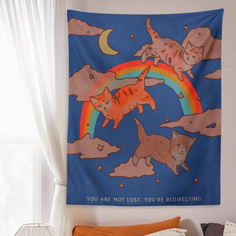 Rainbow Cat Tapestry - Cat Tapestry