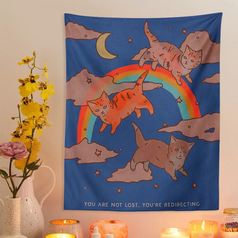 Rainbow Cat Tapestry - Cat Tapestry