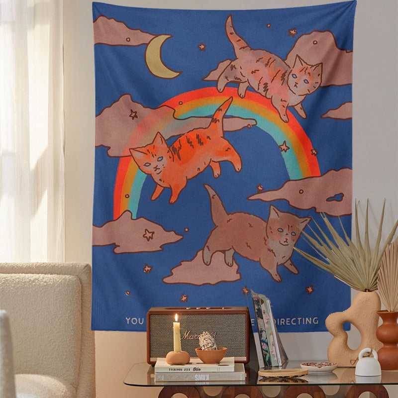 Rainbow Cat Tapestry - Cat Tapestry