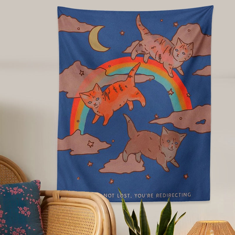 Rainbow Cat Tapestry - Cat Tapestry
