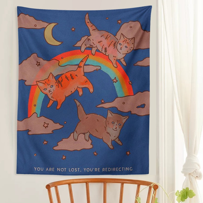 Rainbow Cat Tapestry - Cat Tapestry