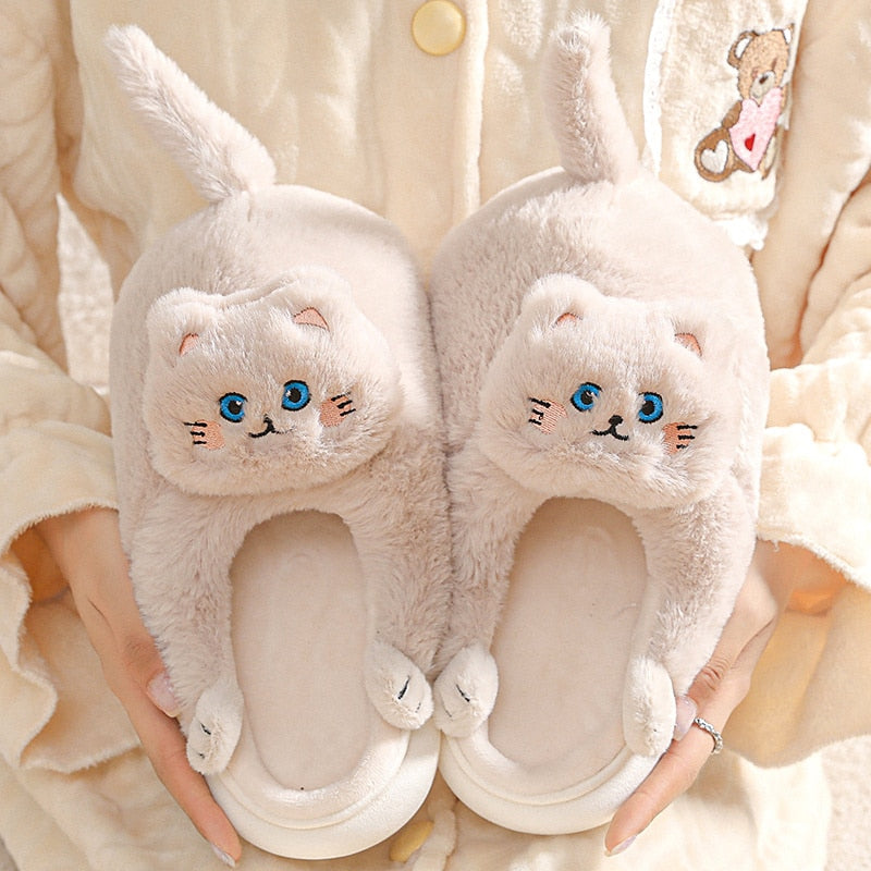 Realistic Cat Slippers - Beige / 36-37(fit35-36) / CN - Cat