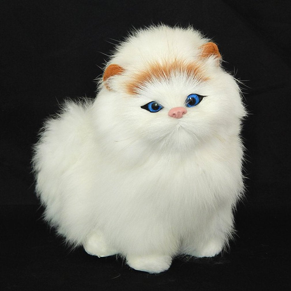 Realistic looking plush cat - White & Orange