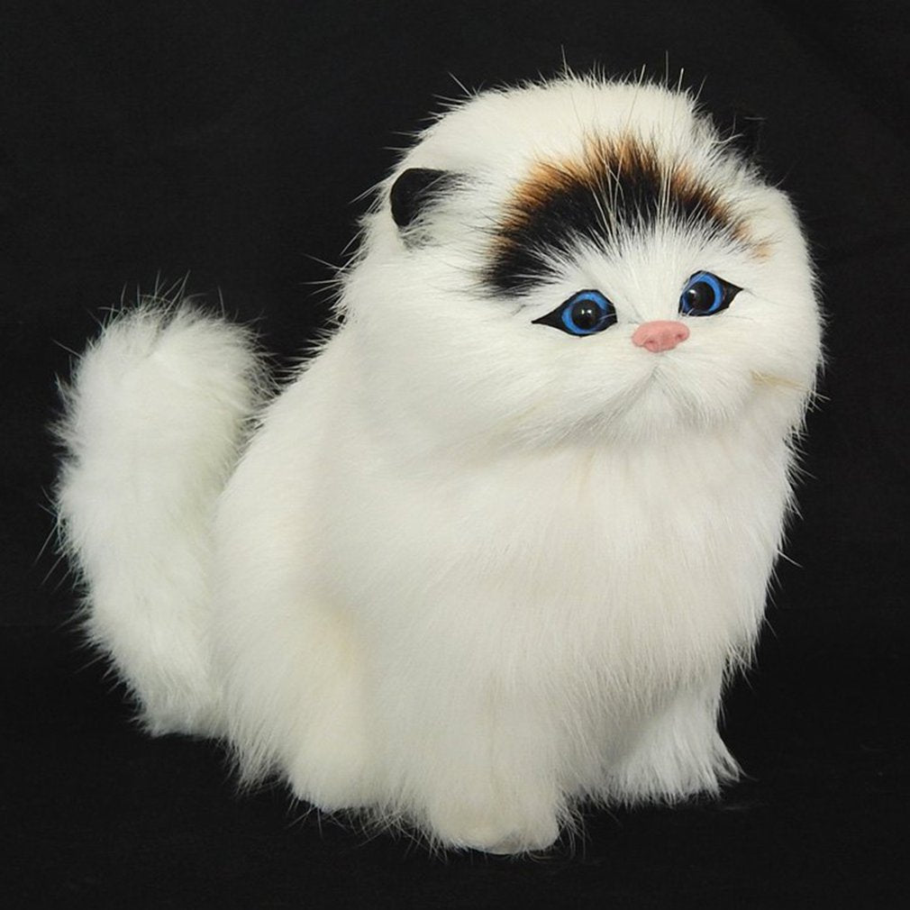 Realistic looking plush cat - White & Black