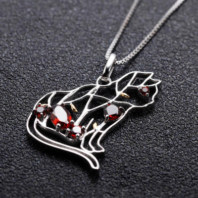 Red Cat Necklace - Cat necklace