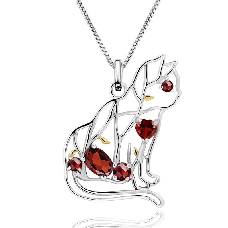 Red Cat Necklace - Cat necklace