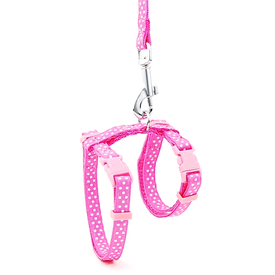 Reflective Cat Walk Harness - Pink Dot Print / M