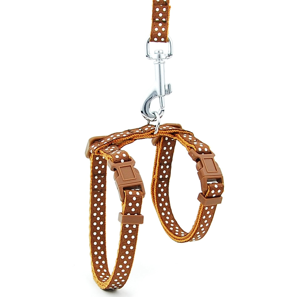 Reflective Cat Walk Harness - Brown Dot Print / M