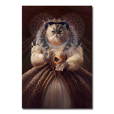 Renaissance Cat Paintings - 13X18cm unframed / Brown