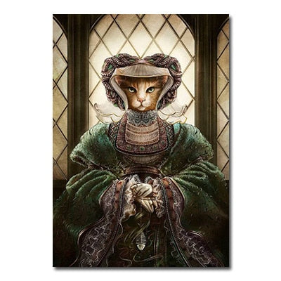 Renaissance Cat Paintings - 13X18cm unframed / Black
