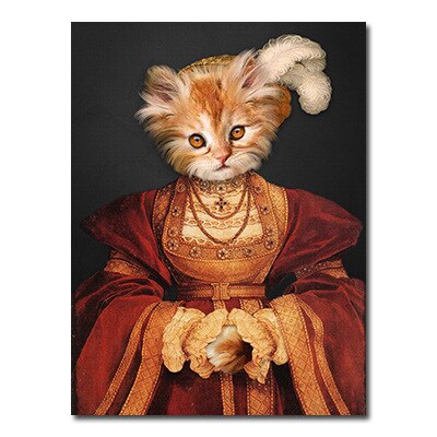 Renaissance Cat Paintings - 13X18cm unframed / Orange