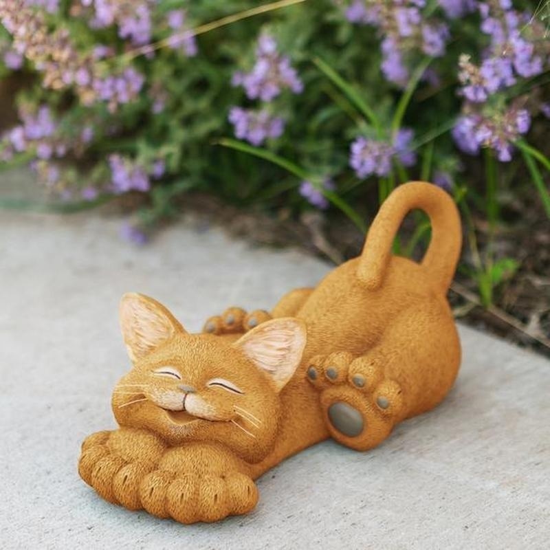 Resin Cat Statue - Yellow