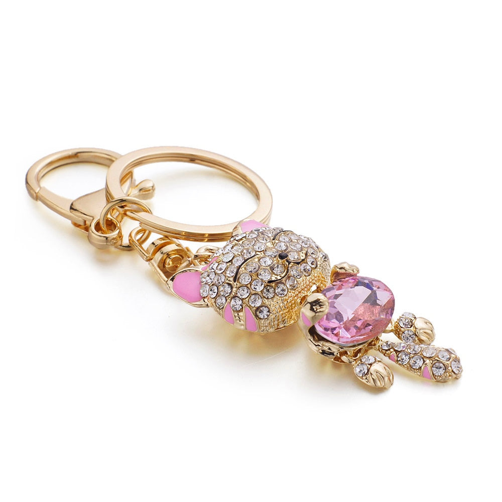 Rhinestone Cat Keychain - Cat Keychains