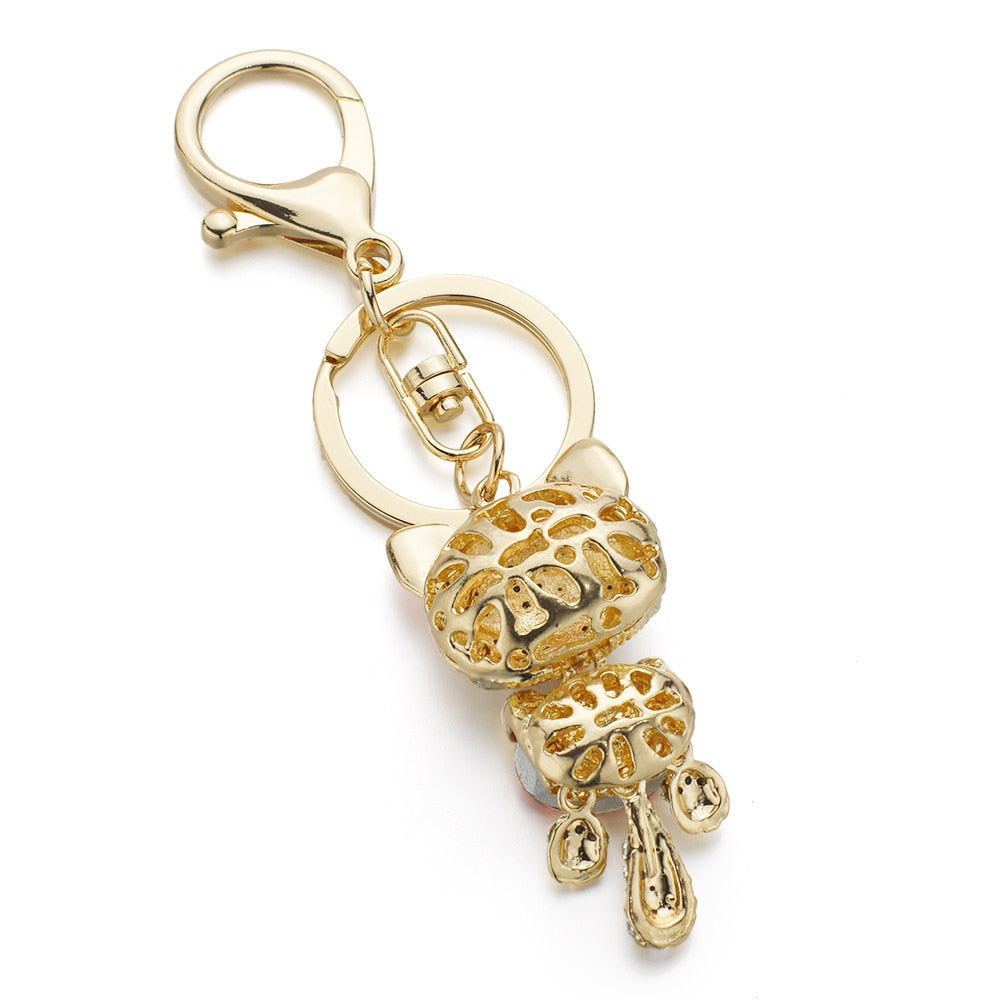 Rhinestone Cat Keychain - Cat Keychains