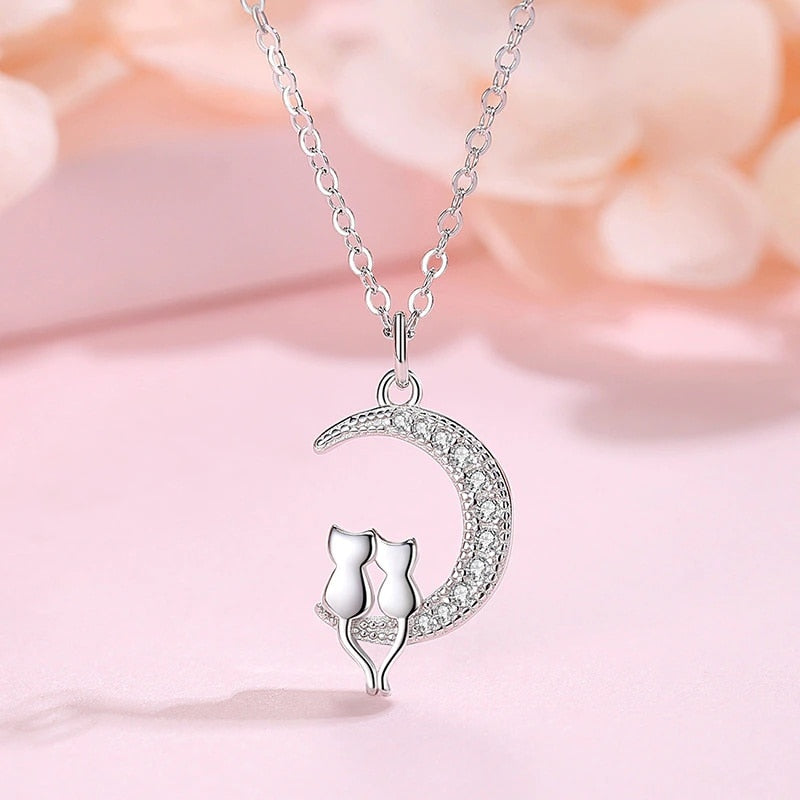 Rhinestone Cat Necklace - Cat necklace