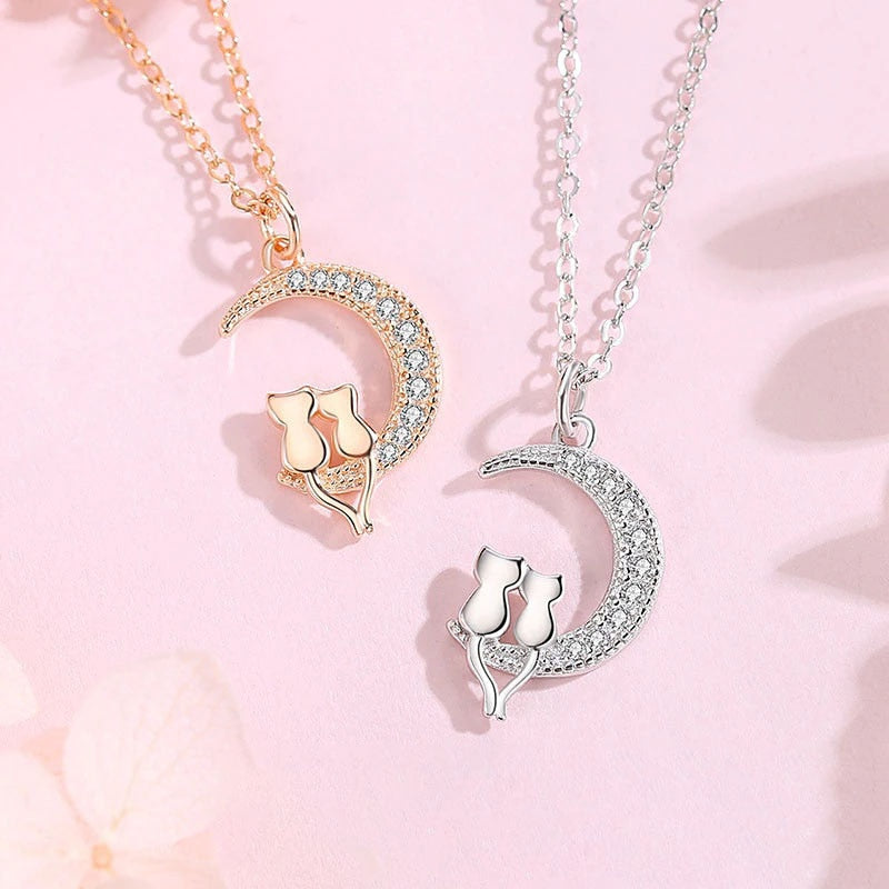 Rhinestone Cat Necklace - Cat necklace