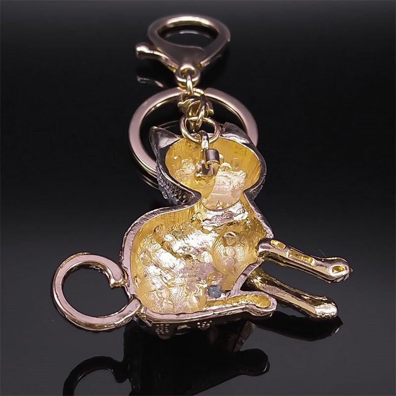 Rhinestone Egyptian Cat Keychain - Cat Keychains