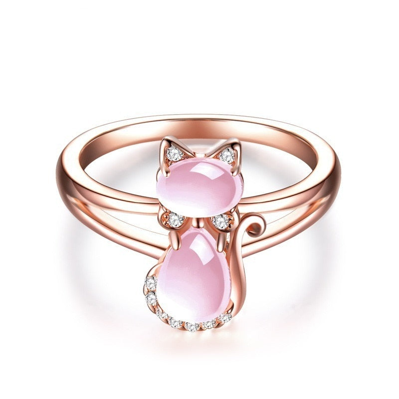 Rose Gold Cats Eye Ring - cat rings
