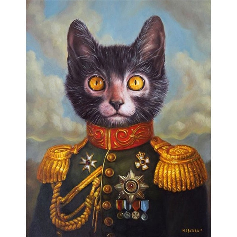 Royal Cat Painting - 20X30cm Unframed / Blue