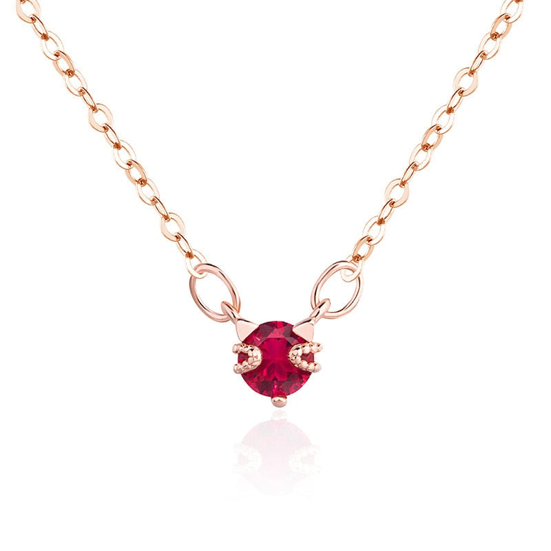 Ruby Cat Necklace - Cat necklace