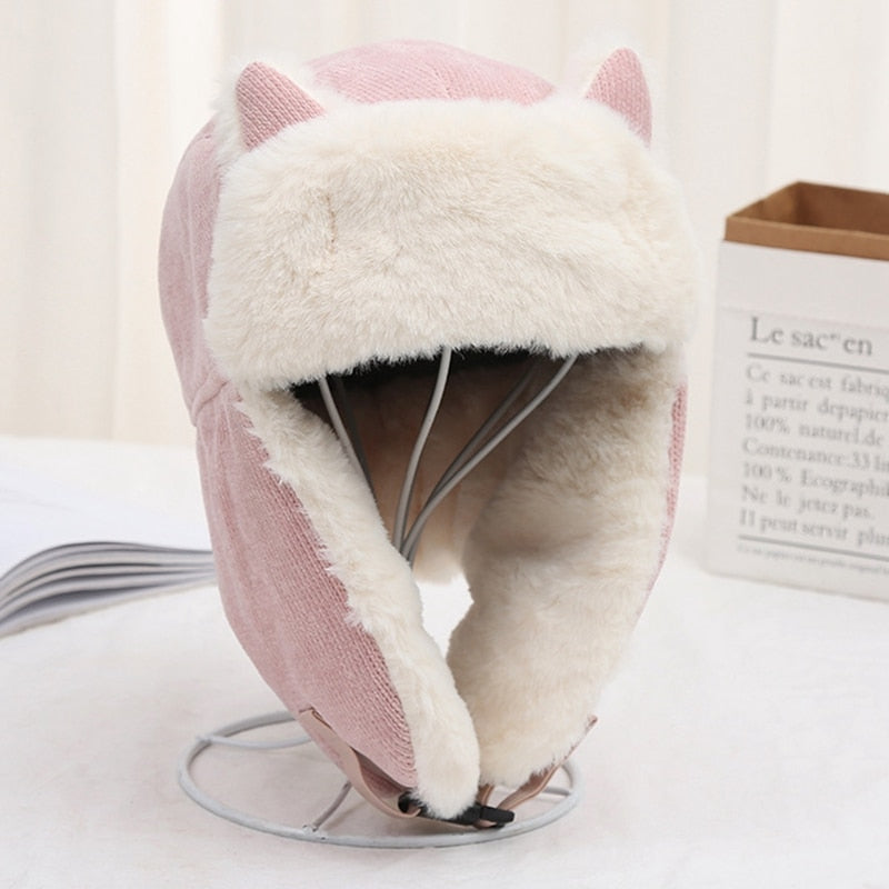 Russian cat Hat - Pink - Cat beanie