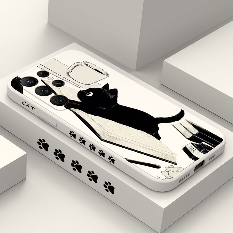 Samsung Galaxy Black and White Cat Phone Case - Cat Phone