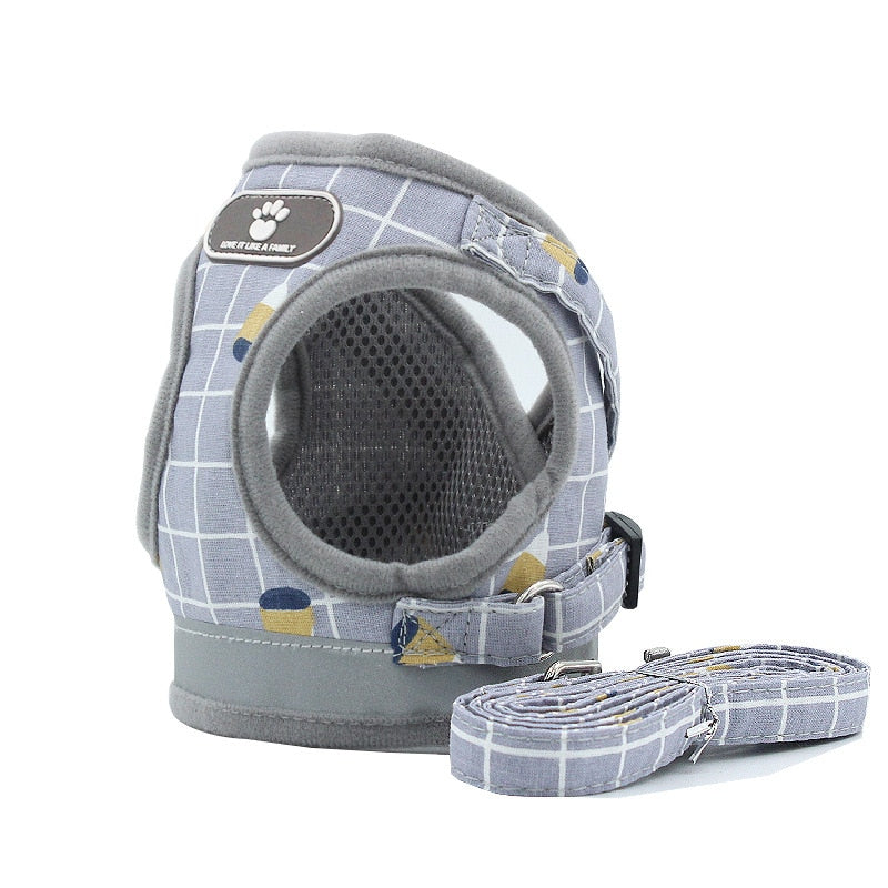 Secure Cat Harness - Gray Plaid / XS