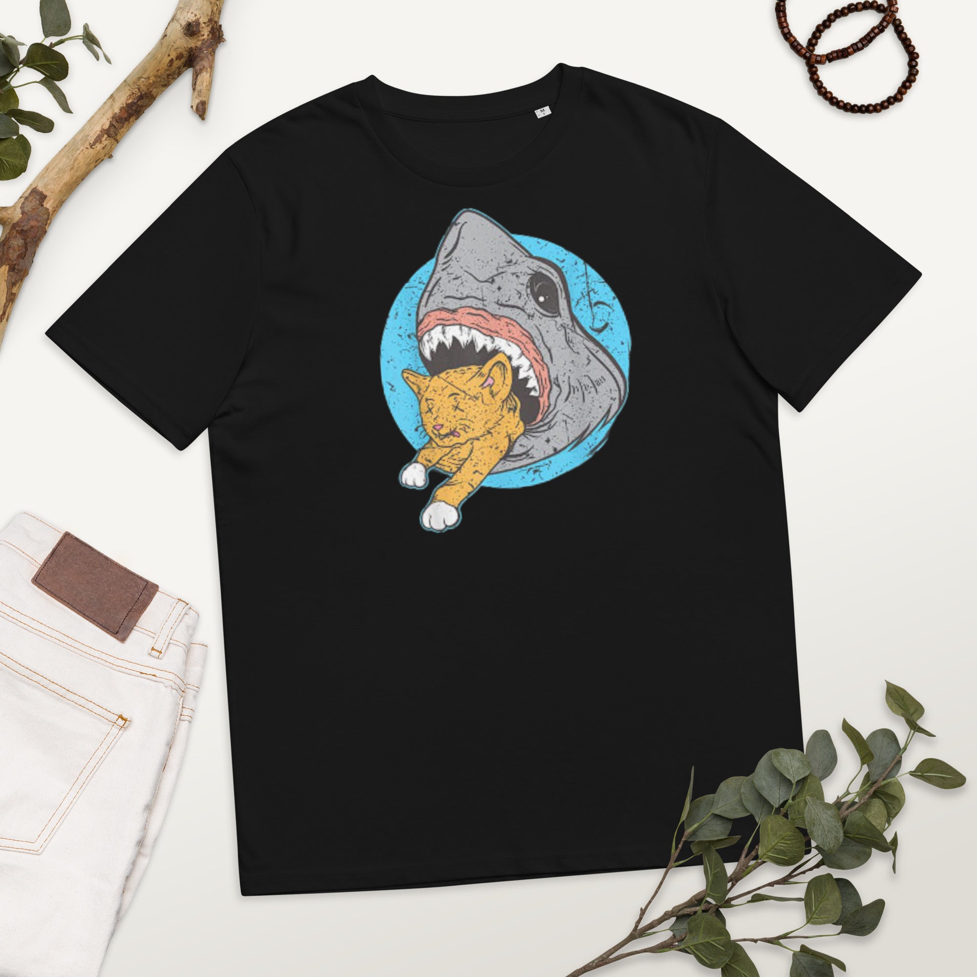 Shark eating deals kitten t shirt