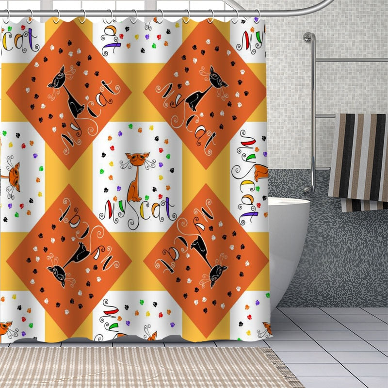 Shower Curtain Cat - Orange / 90x180cm