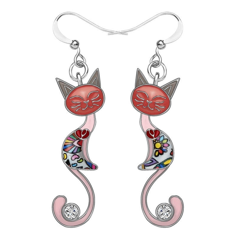 Siamese Cat Earrings - Pink - Cat earrings