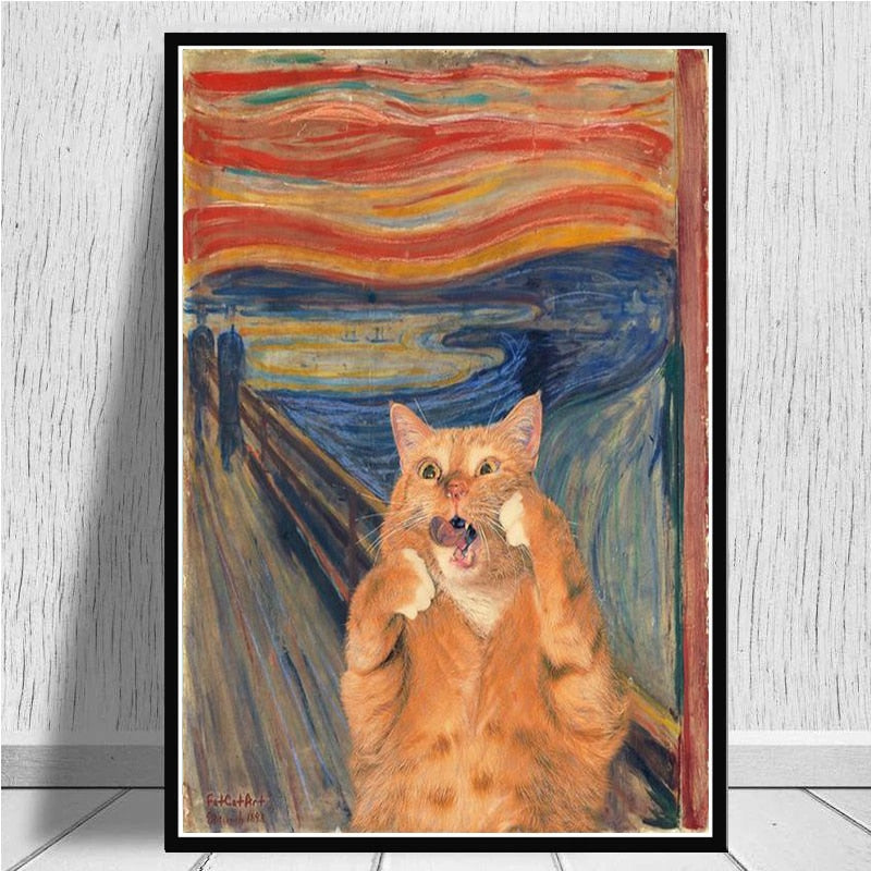 Silly Cat Art Poster - 20X30cm Unframed / 3 Cats - Cat