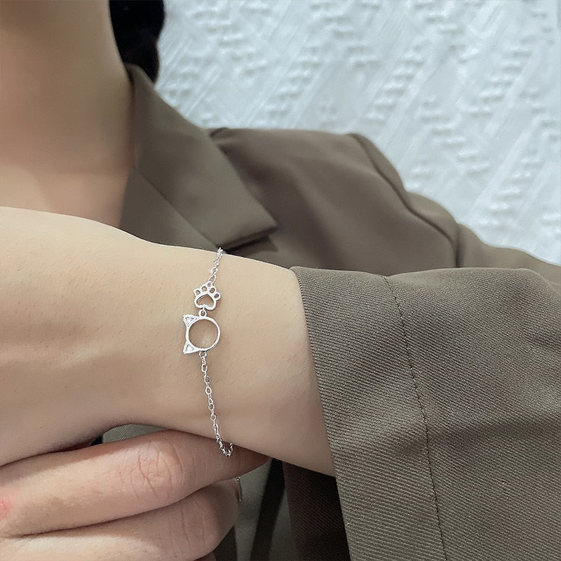 Silver Cat Bracelet - Cat bracelet