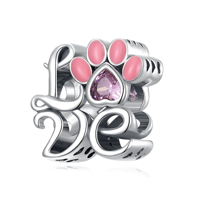 Silver Cat Charm - Pink - Cat charms