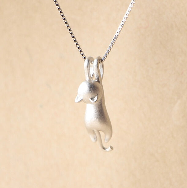 Silver Cat Necklace - Cat necklace