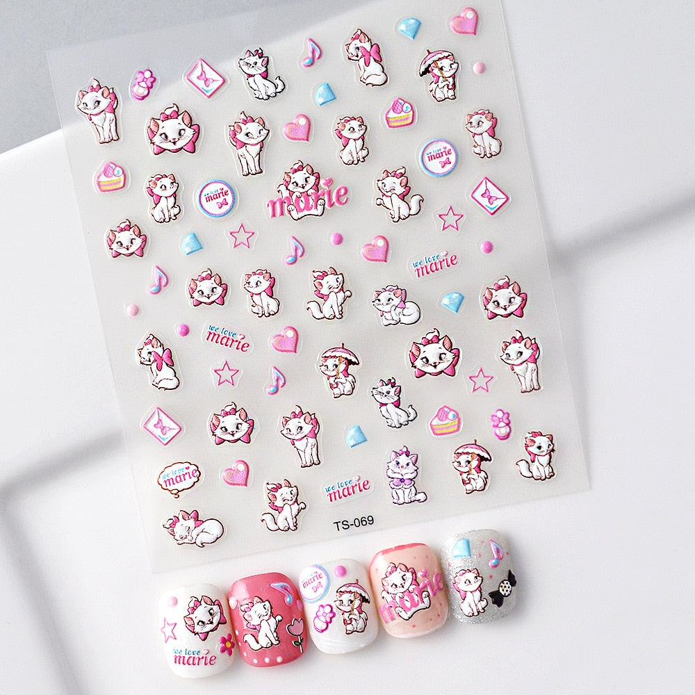 Simple Cat Nail Art - Red