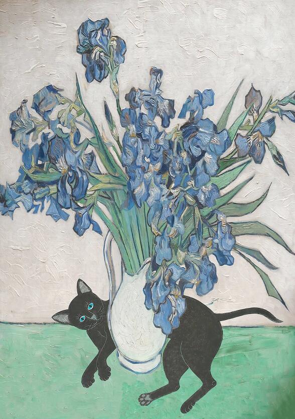 Simple Cat Painting - A4 21x30cm no frame / White