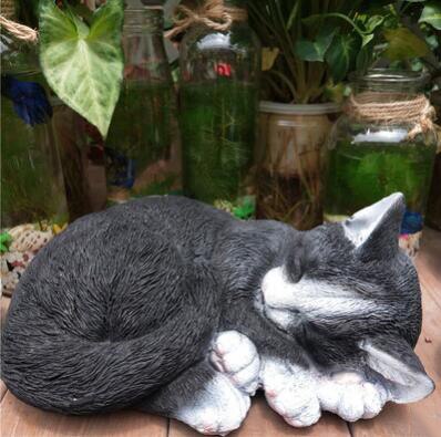 Sleeping Cat Statue - Black