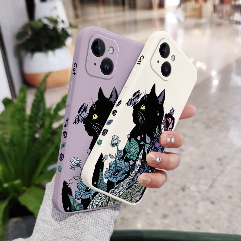 Soft Black iPhone Cat Phone Case - Cat Phone Case