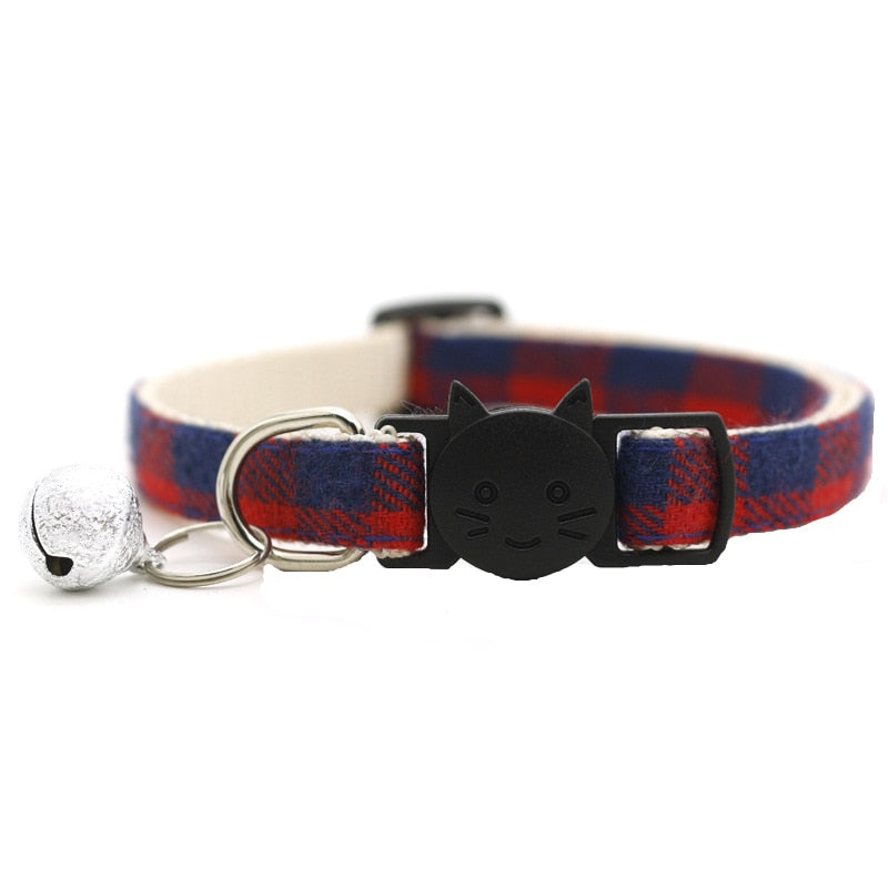 Soft Plaid Cat Collars - Red - Cat collars