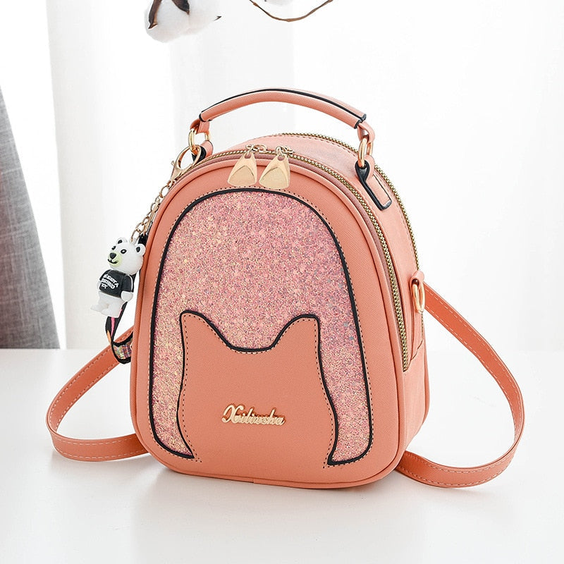 Sparkly Cat Handbag - Pink - Cat Handbag