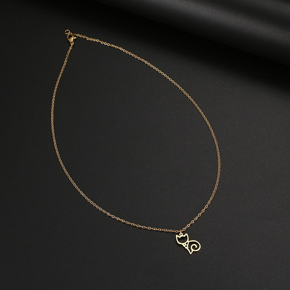 Stainless Steel Cat Necklace - Cat necklace