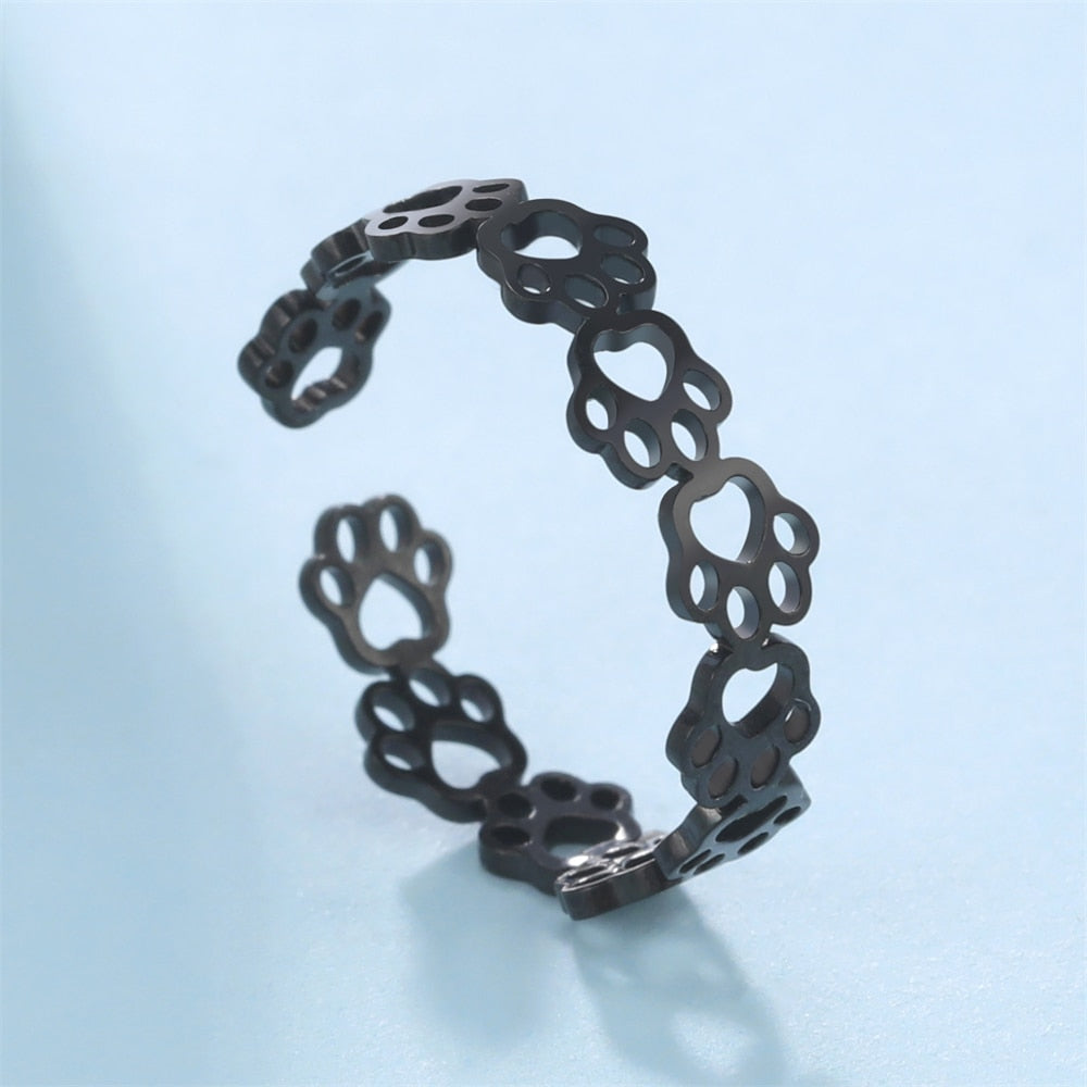 Stainless Steel Cat Paw Ring - cat rings