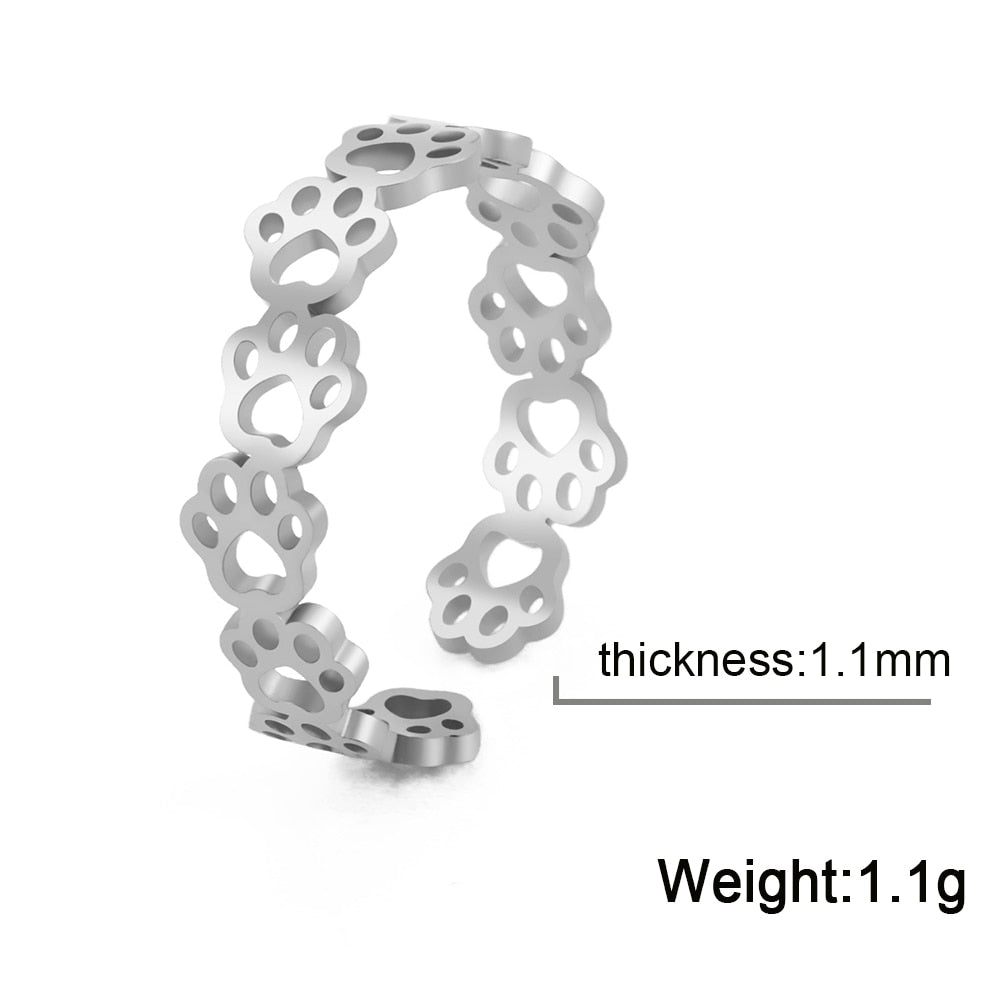 Stainless Steel Cat Paw Ring - Silver - cat rings