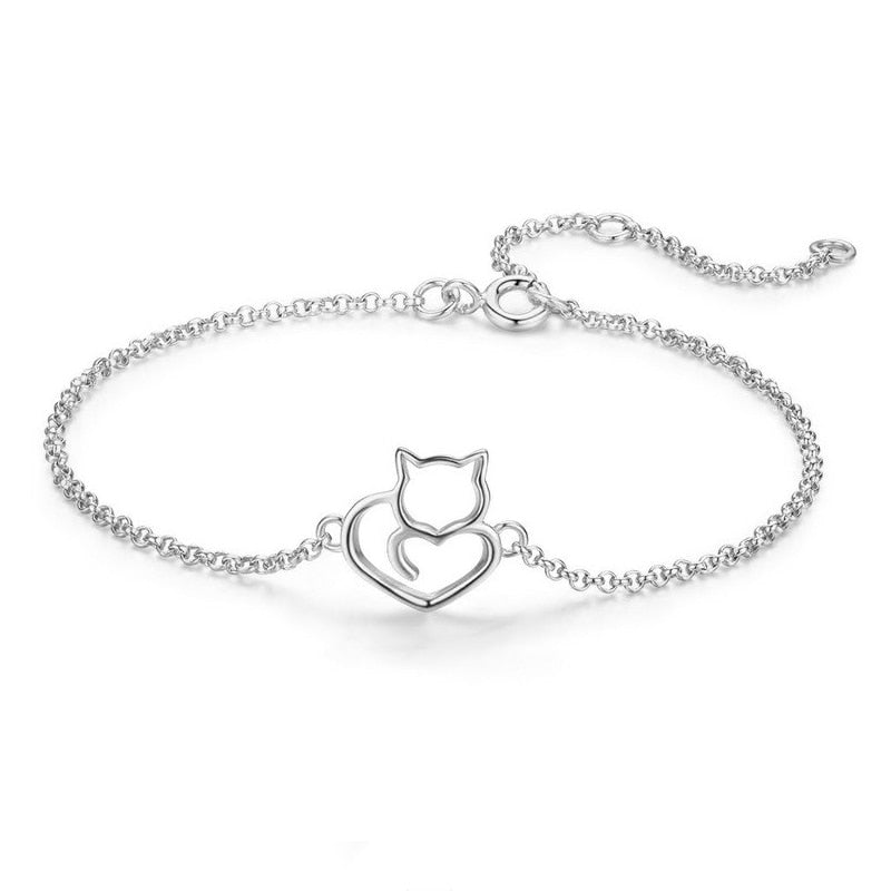 Sterling Silver Cat Bracelet - Silver - Cat bracelet