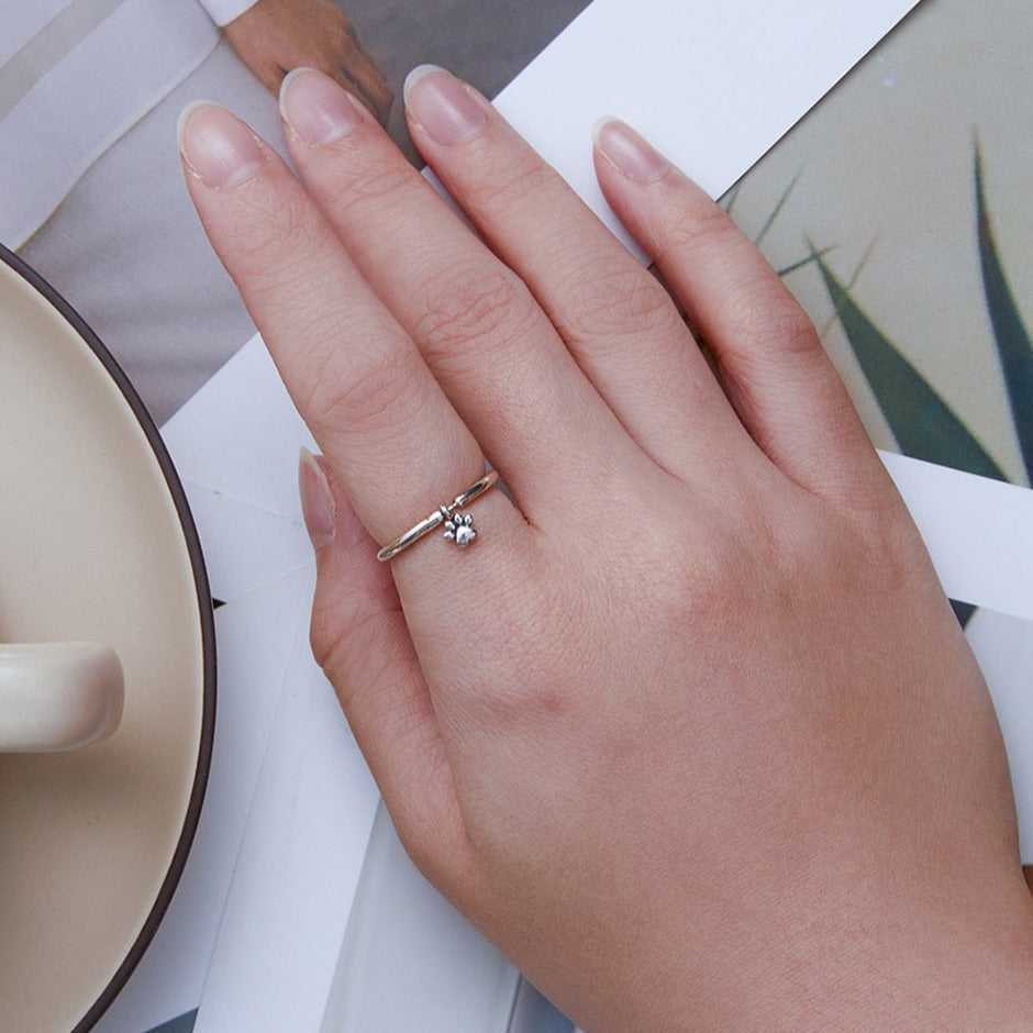 Sterling Silver Cat Paw Ring - cat rings
