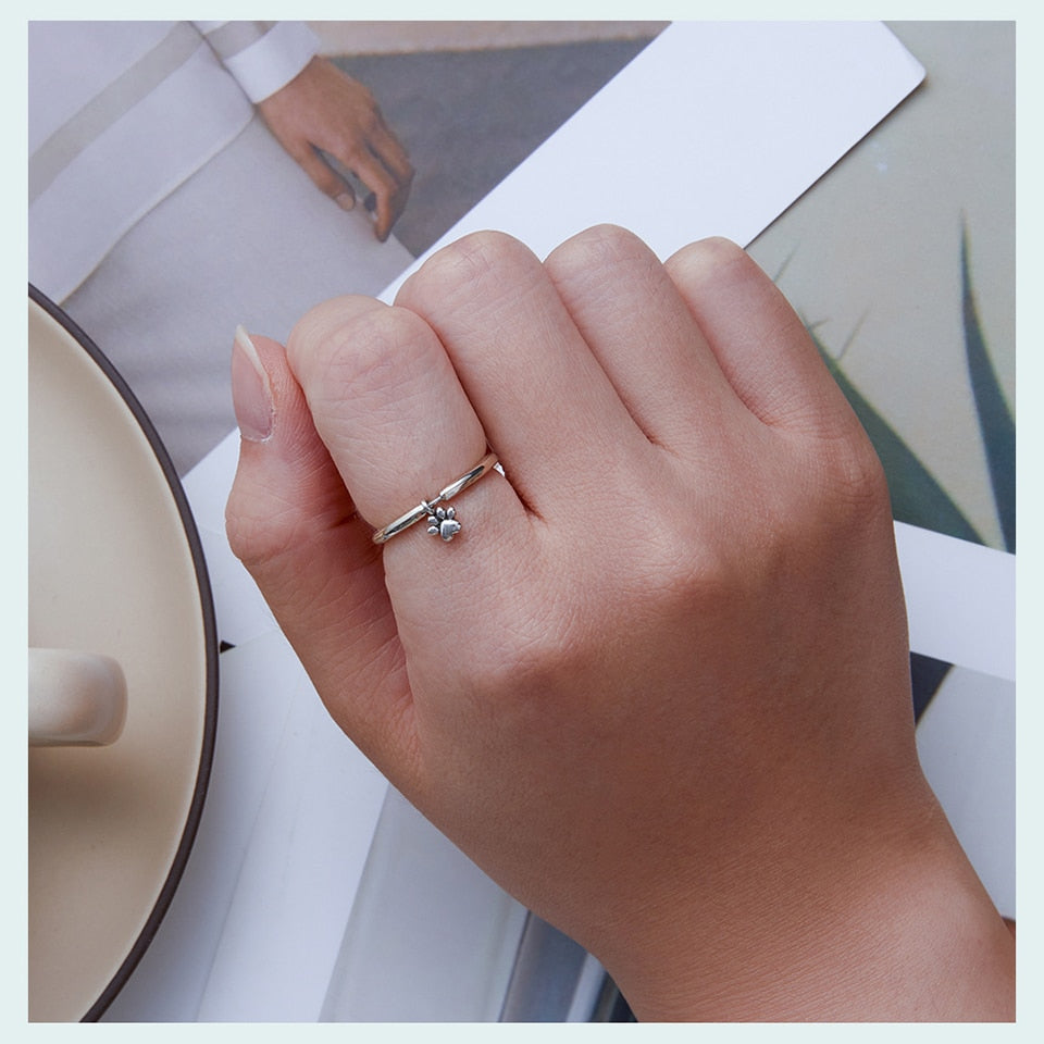 Sterling Silver Cat Paw Ring - cat rings