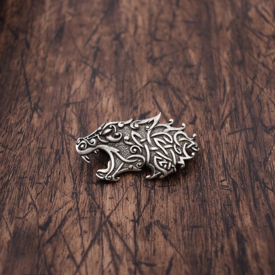 Sterling silver celtic cat brooch - sterling silver celtic