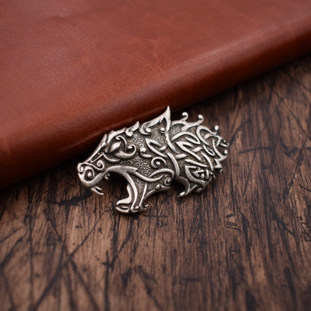 Sterling silver celtic cat brooch - sterling silver celtic