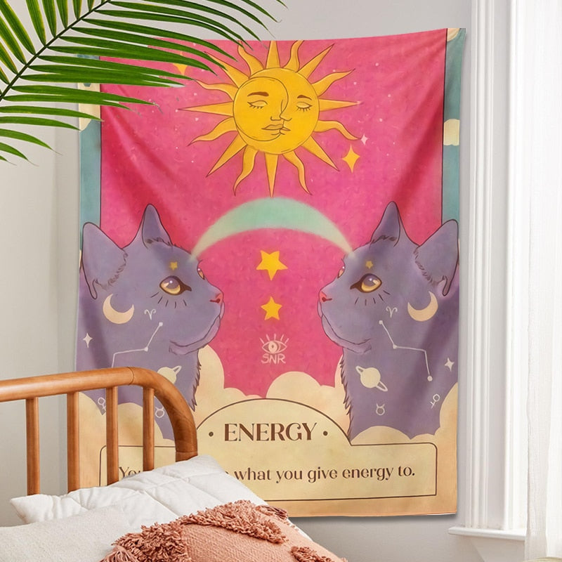 Sun and Moon Cat Tapestry - Cat Tapestry