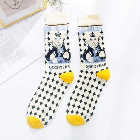 Tabby Cat Socks - White - Cat Socks